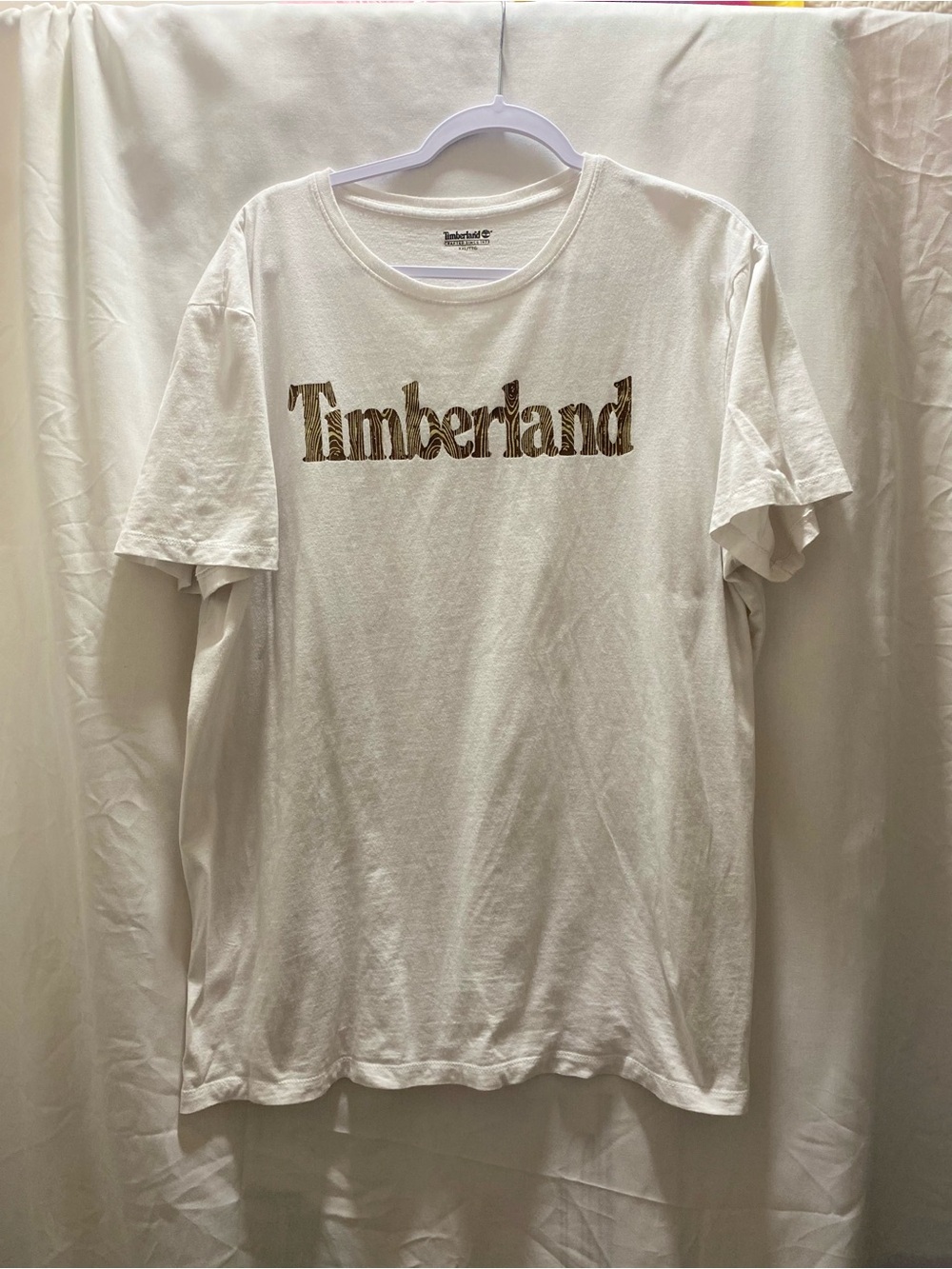 Timberland Logo Graphic Print Crew Neck Short Sleeve White Men's Tee 2XL
